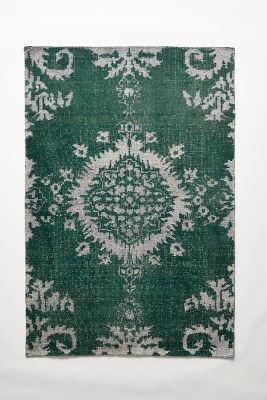 Anthropologie Stonewashed Medallion Rug By  In Green Size 8 X 2.5
