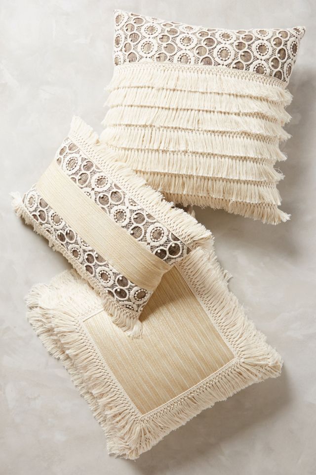 Fringed Ivory Pillow