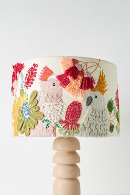 Embroidered Cockatoo Lamp Shade
