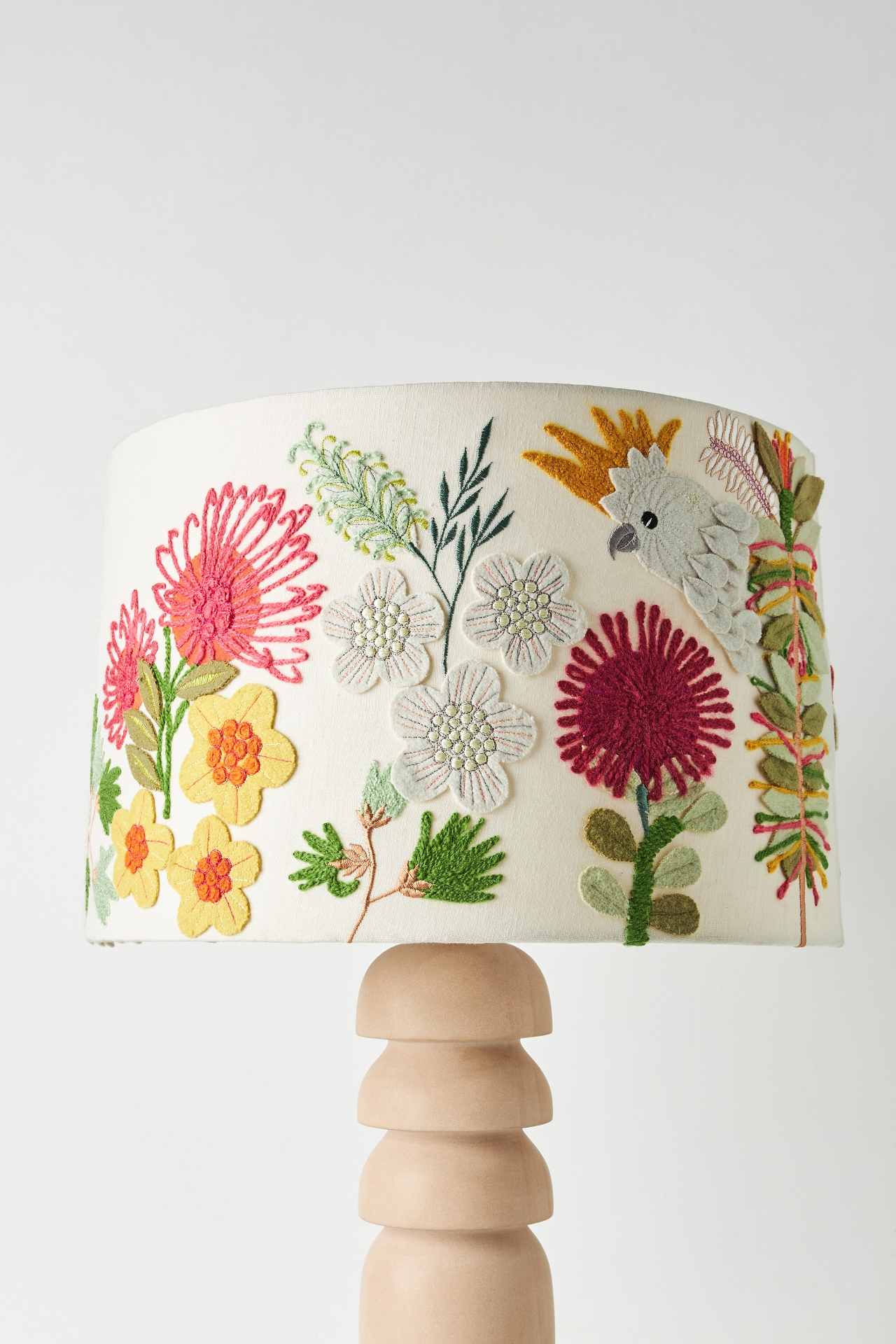 Embroidered Cockatoo Lamp Shade