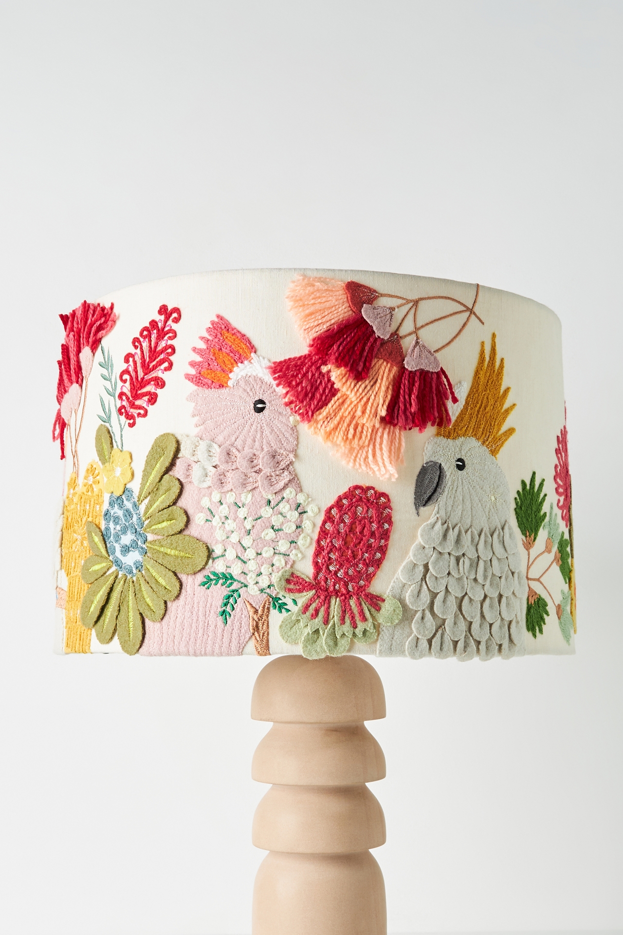 Embroidered Cockatoo Lamp Shade