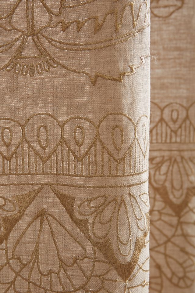 Embroidered Linen Shower Curtain #1