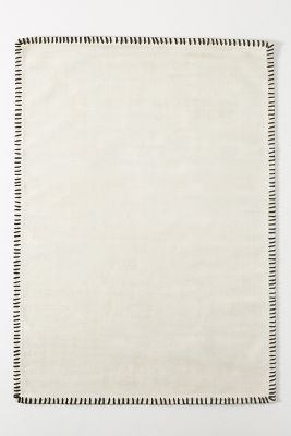 Anthropologie Whipstitch Rug By  In White Size 8 X 10