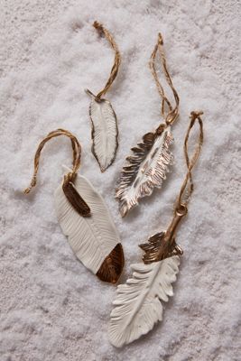 Gold-Flecked Feather Ornament
