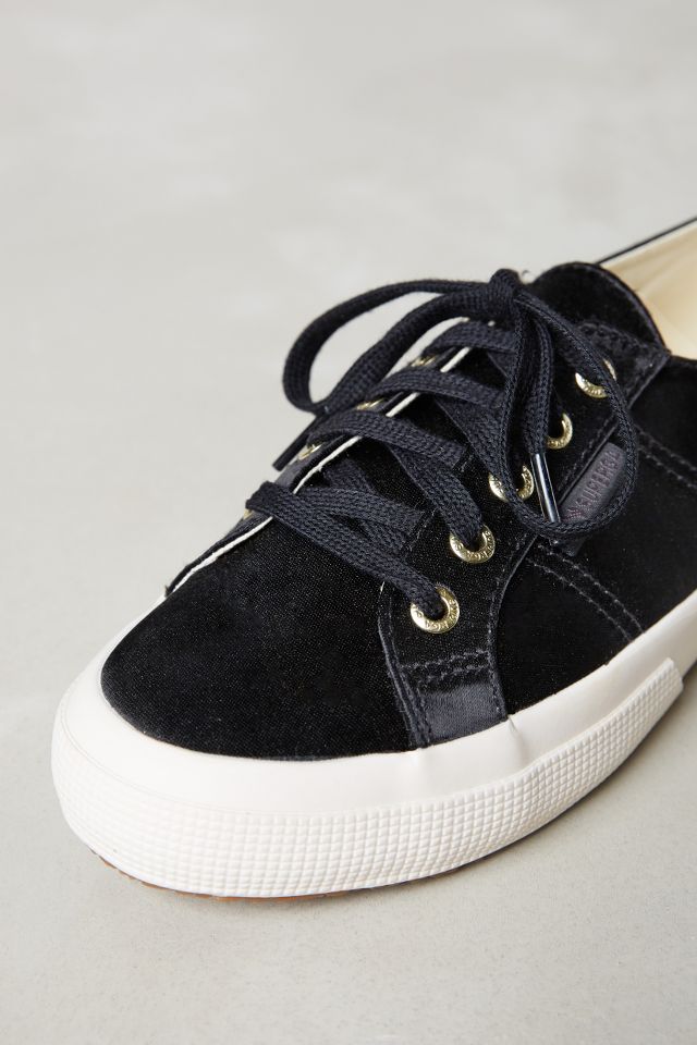 Superga black velvet outlet sneakers