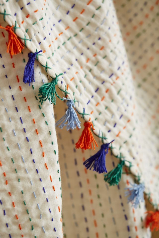 Tasseled Kantha Throw #1