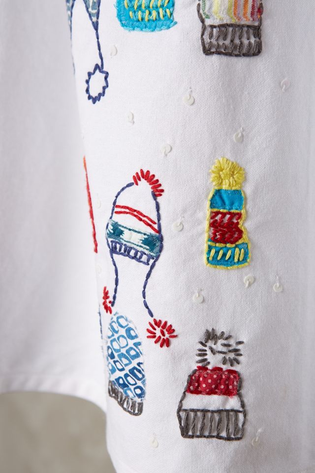 Hand-Embroidered Holiday Dishtowel #1