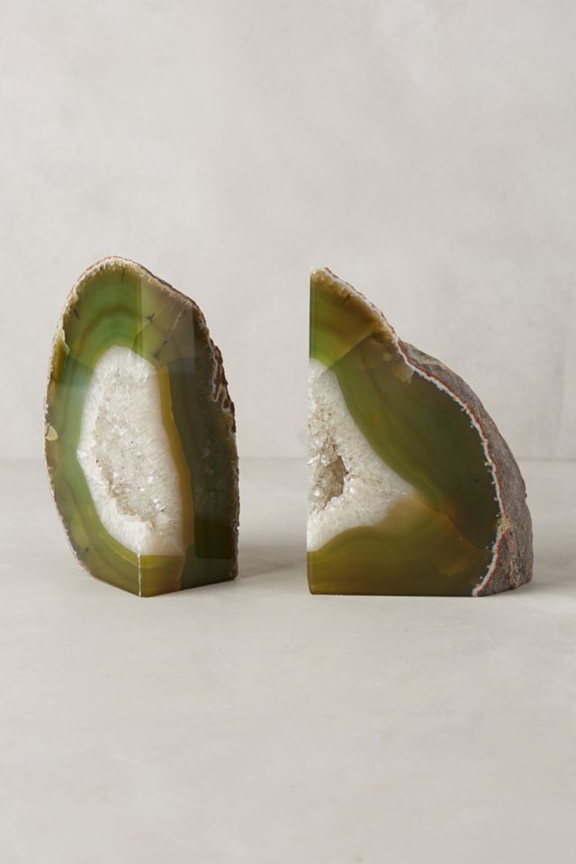 Hand-Cut Agate Bookends #1