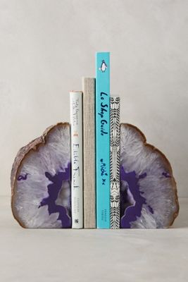 Hand-Cut Agate Bookends