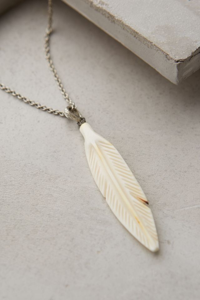 Ceramic Feather Pendant Necklace #1