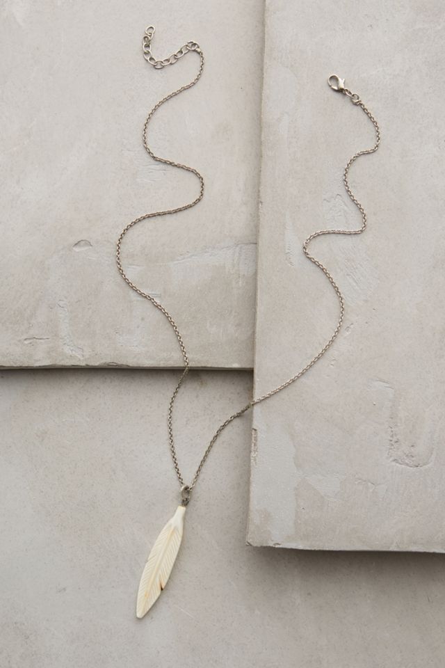 Ceramic Feather Pendant Necklace
