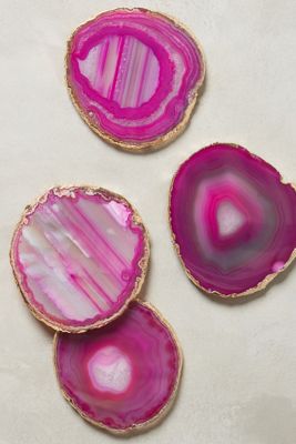 Gilded-Edge Agate Coasters