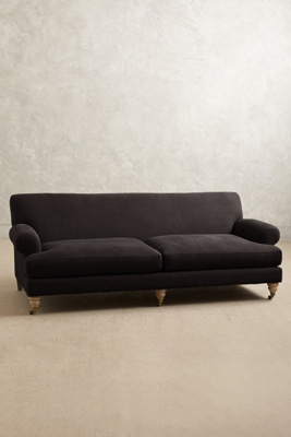 Anthropologie Linen Willoughby Sofa, Wilcox In Black