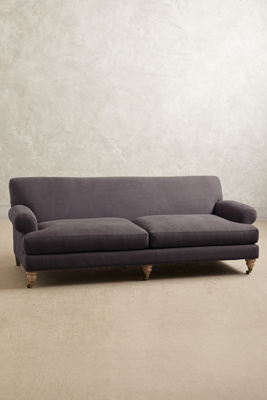 Anthropologie Linen Willoughby Sofa, Wilcox In Grey