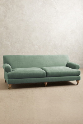 Anthropologie Linen Willoughby Sofa, Wilcox In Green
