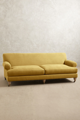 Anthropologie Linen Willoughby Sofa, Wilcox In Yellow