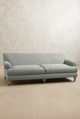 Anthropologie Linen Willoughby Sofa, Wilcox In Mint