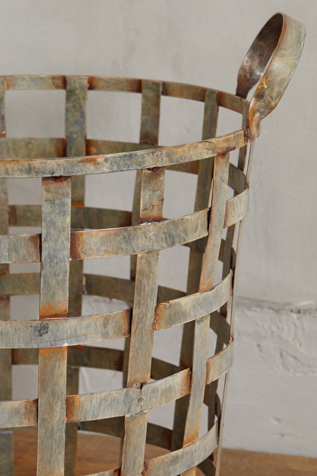 Distressed Metal Storage Basket #1