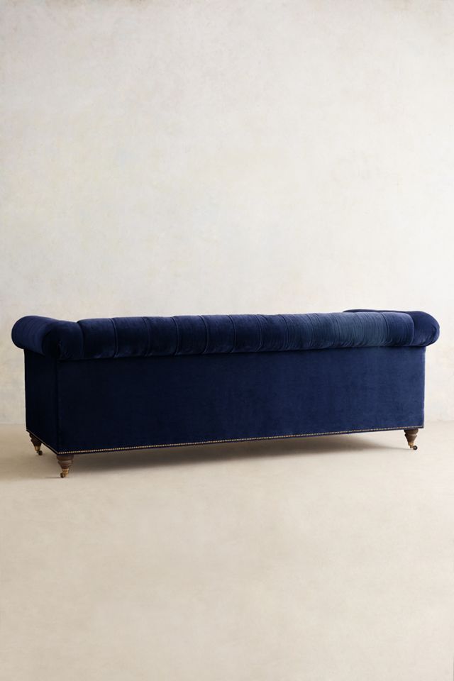 Velvet Lyre Chesterfield Sofa, Hickory #1