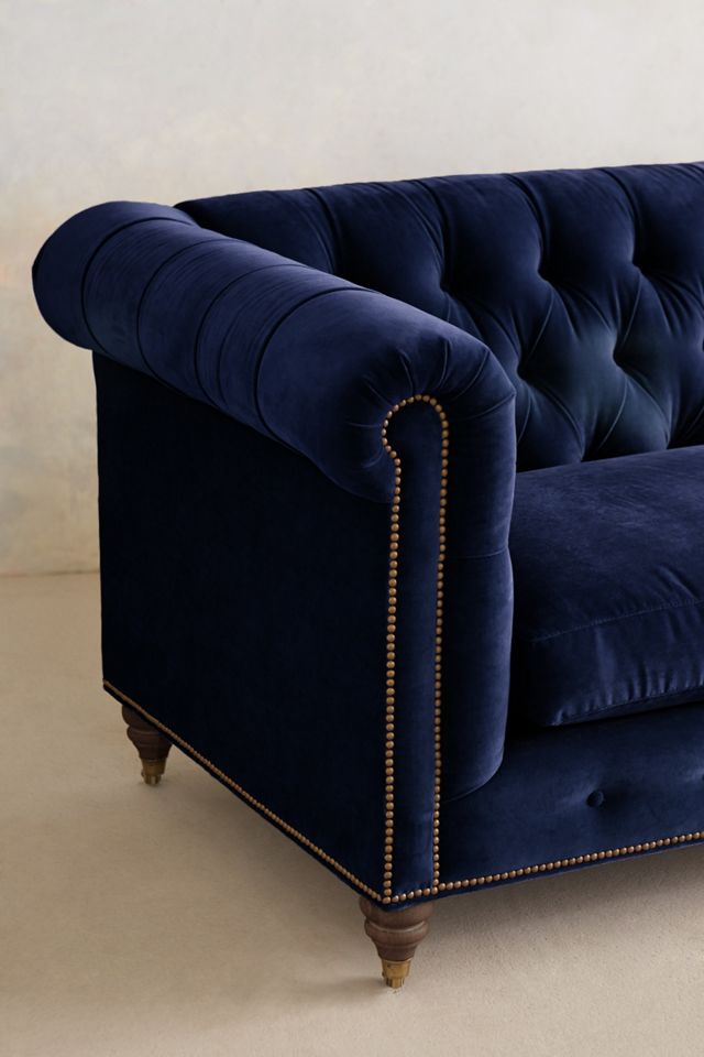 Velvet Lyre Chesterfield Sofa, Hickory #2