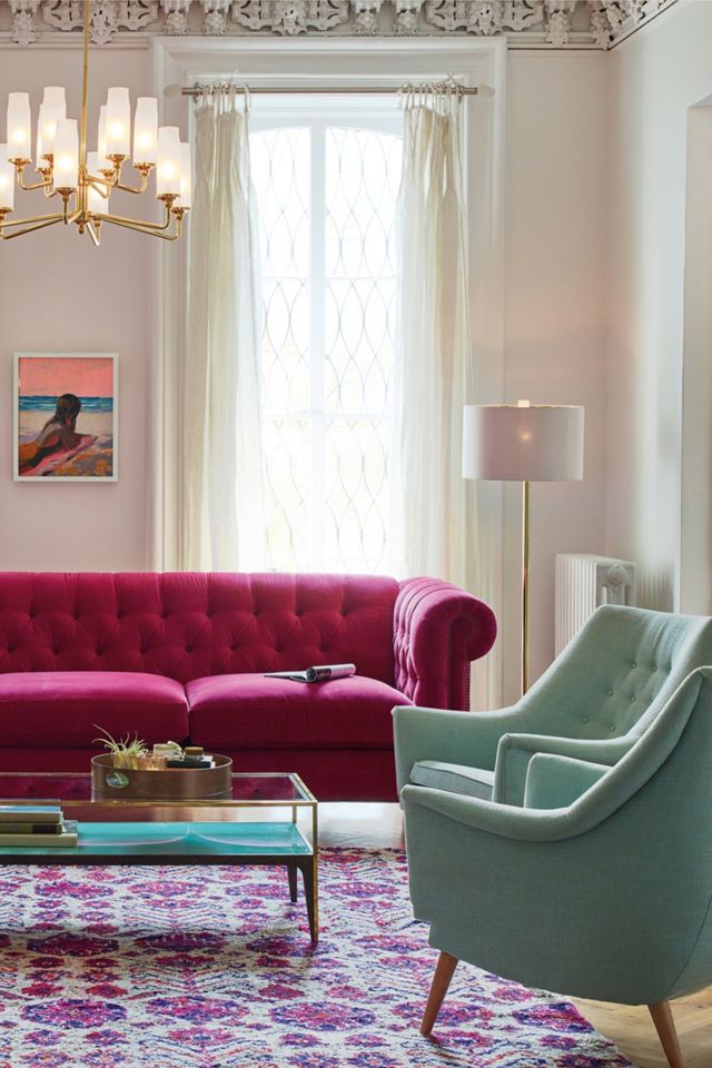 Velvet Lyre Chesterfield Grand Sofa, Hickory #3