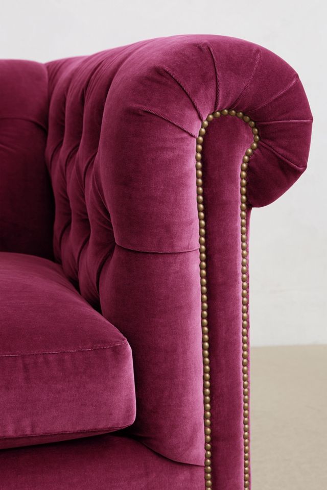 Velvet Lyre Chesterfield Grand Sofa, Hickory #2