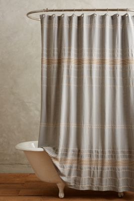 Coyuchi Scallop Striped Shower Curtain