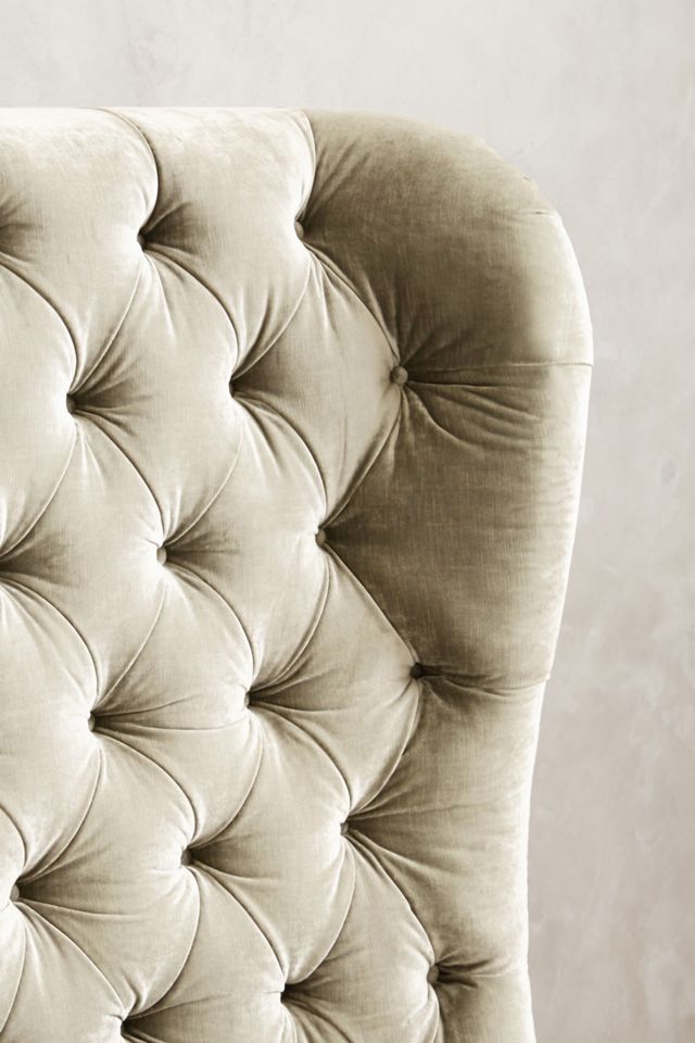 Slub Velvet Tufted Wingback Bed #3