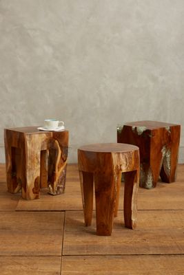 Resin-Coated Pine Side Table
