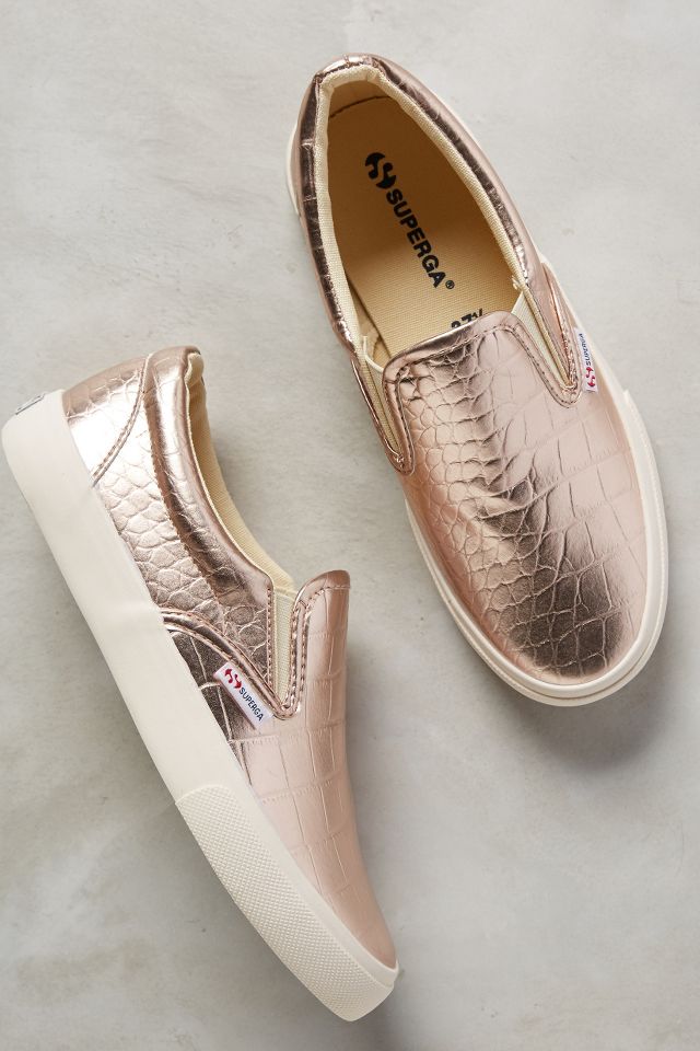 Superga rose cheap gold slip on