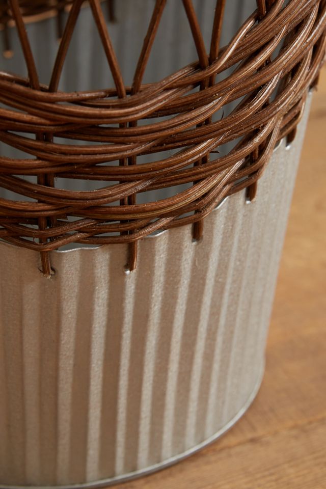 Wrapped Rattan Waste Basket #3