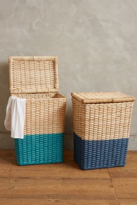 Handpainted Rattan Hamper