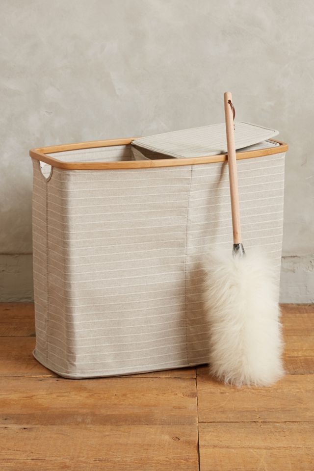 Striped Bamboo Frame Hamper #2