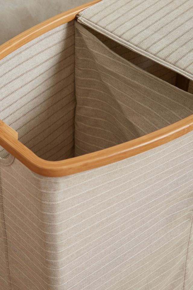Striped Bamboo Frame Hamper #3