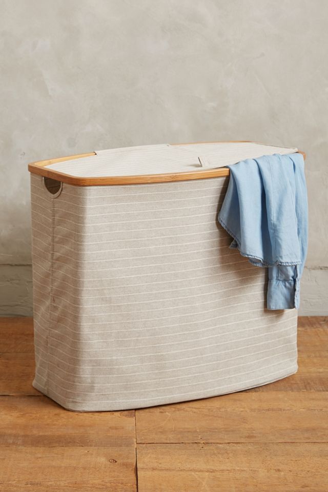 Striped Bamboo Frame Hamper #4