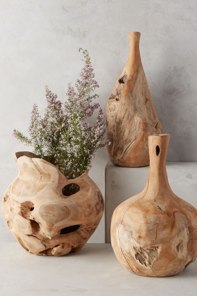 Teak Bottle Vase #1