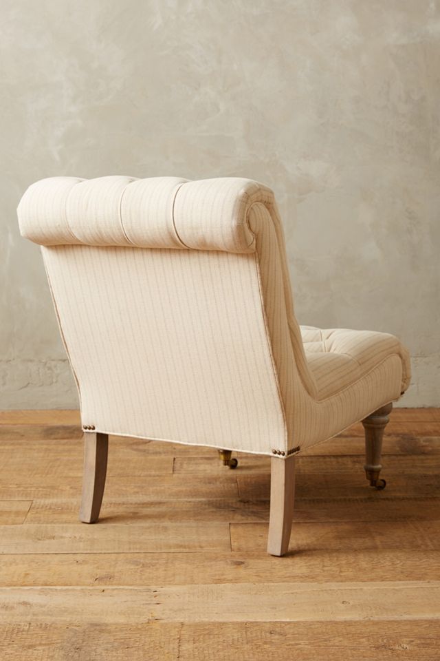 Striped Linen Orianna Slipper Chair #4
