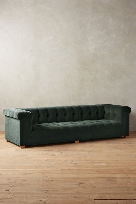 Anthropologie Velvet Kettleby Sofa By  In Green Size M
