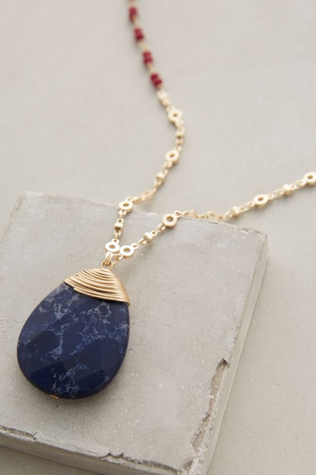 Wrapped Lapis Pendant Necklace #1