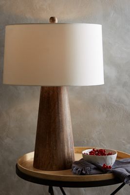 Wood Barrel Table Lamp