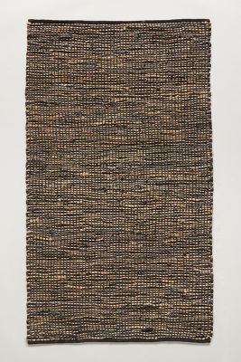 Anthropologie Leather-twined Rug By  In Black Size 2.5x9