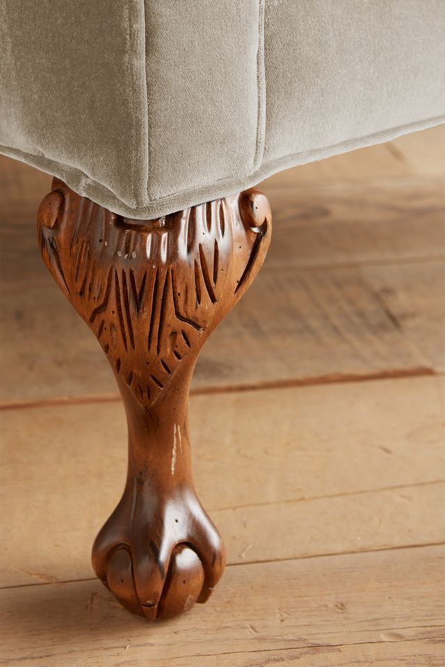 Velvet English Fireside Chair #2