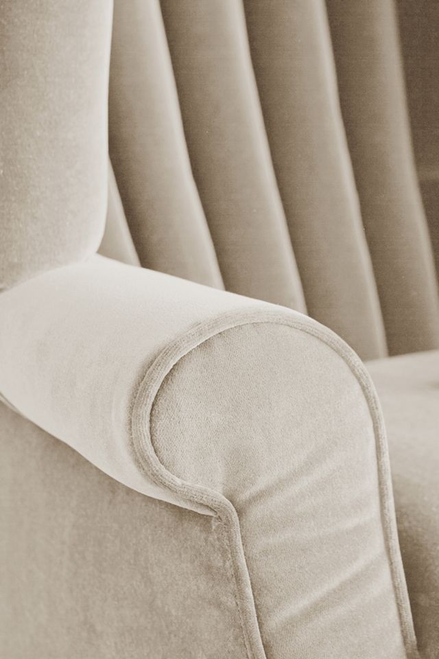 Velvet English Fireside Chair #3