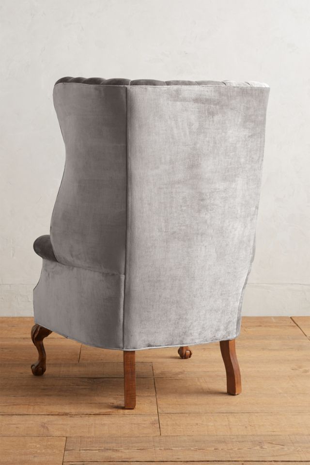 Slub Velvet English Fireside Chair #1