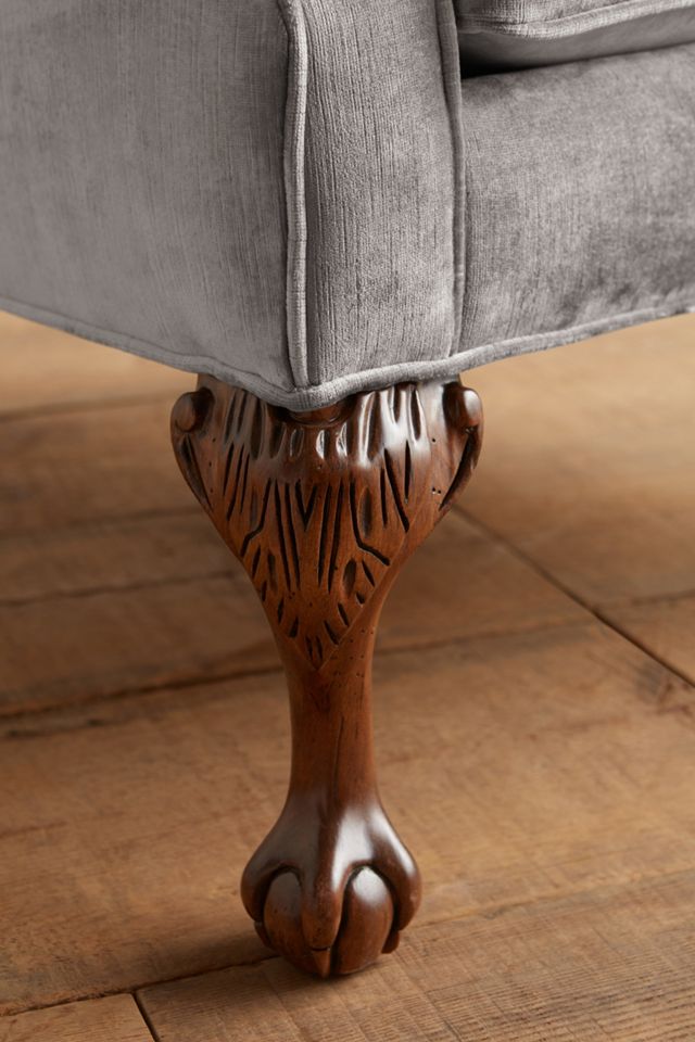 Slub Velvet English Fireside Chair #2