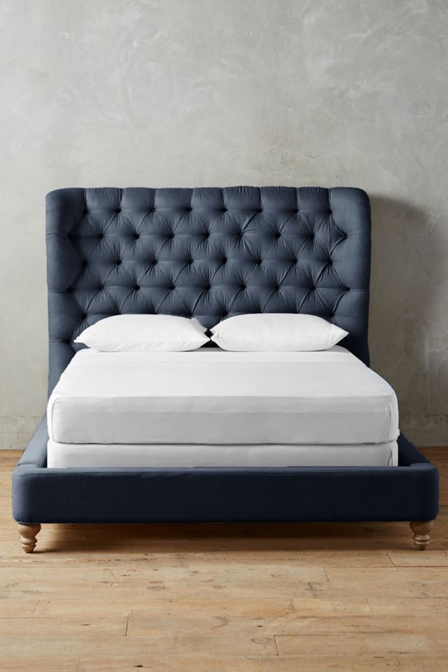 Linen Tufted Wingback Bed #2