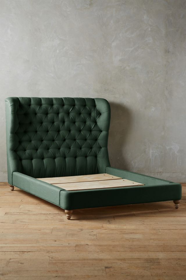 Linen Tufted Wingback Bed #1