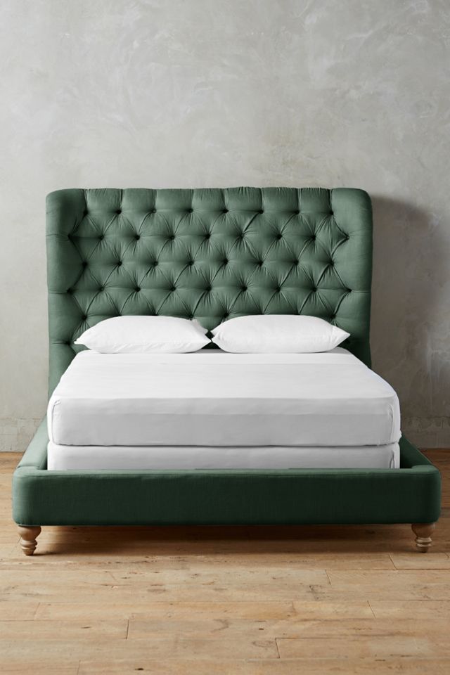 Linen Tufted Wingback Bed #2