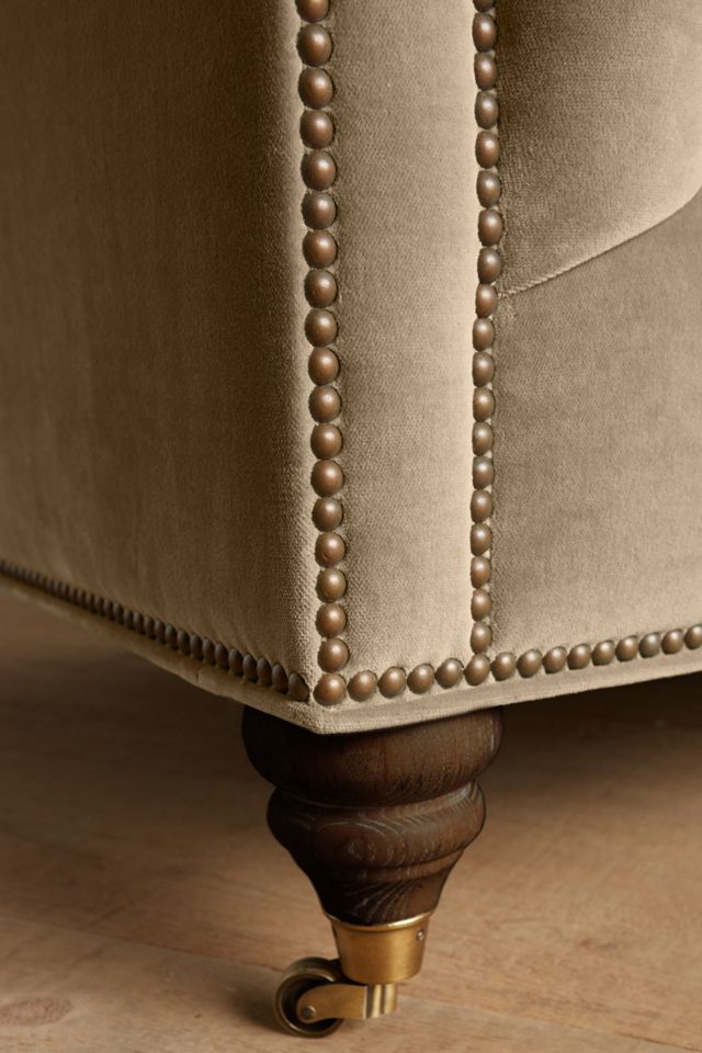 Velvet Lyre Chesterfield Sectional, Hickory #2