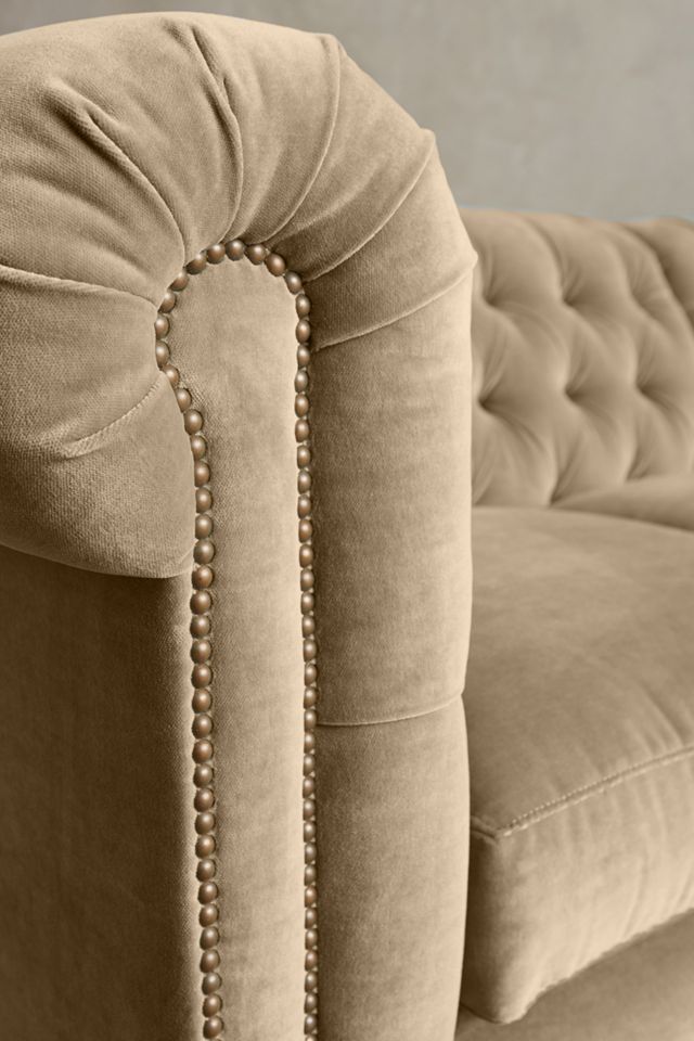 Velvet Lyre Chesterfield Sectional, Hickory #3